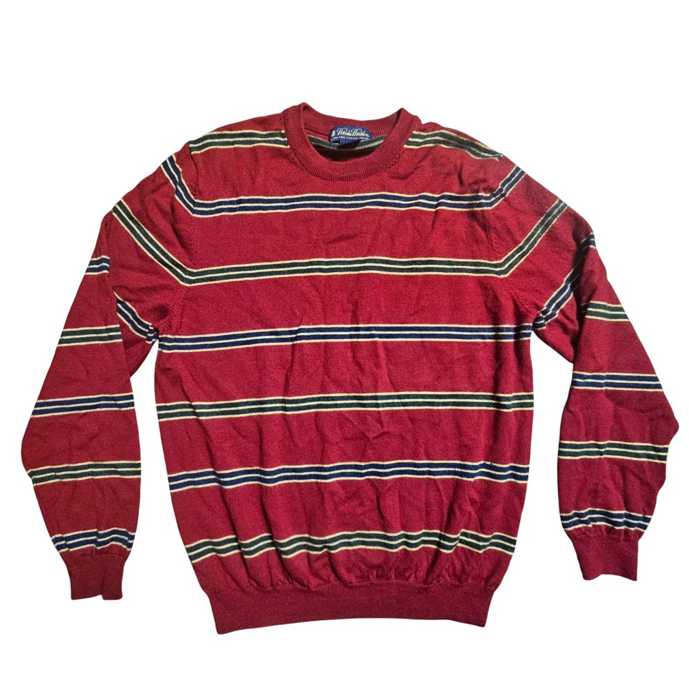 Brooks Brothers Mens Striped Extra Fine Italian Merino Wool Sweater M Ivy League